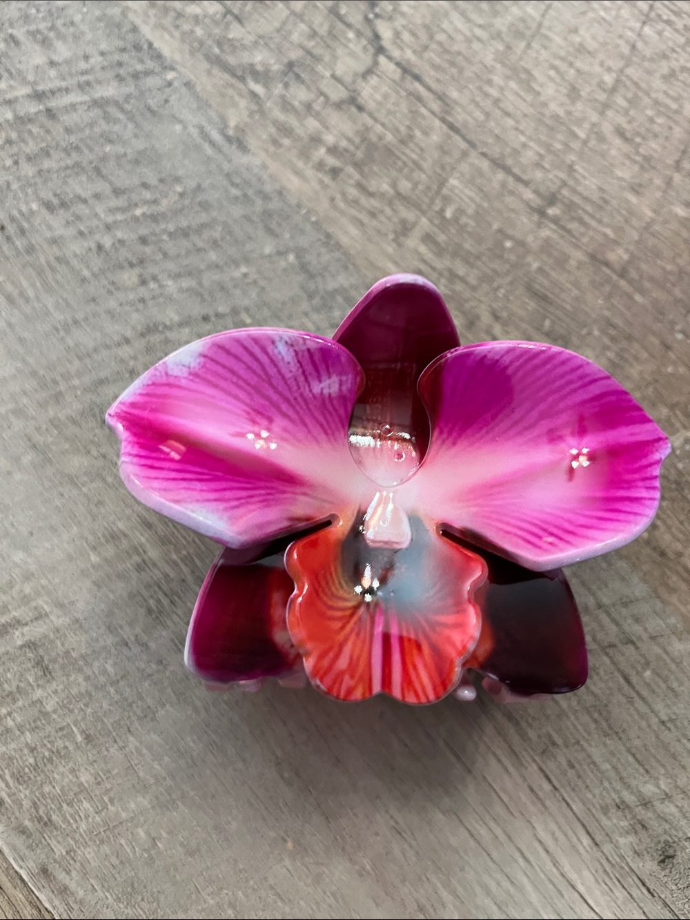 Vibrant Pink Orchid Floral Hair Clip for Women
